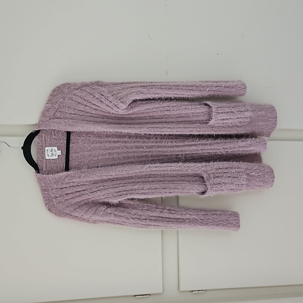 Hippie Rose Junior's Eyelash-Texture Open-Front Cardigan